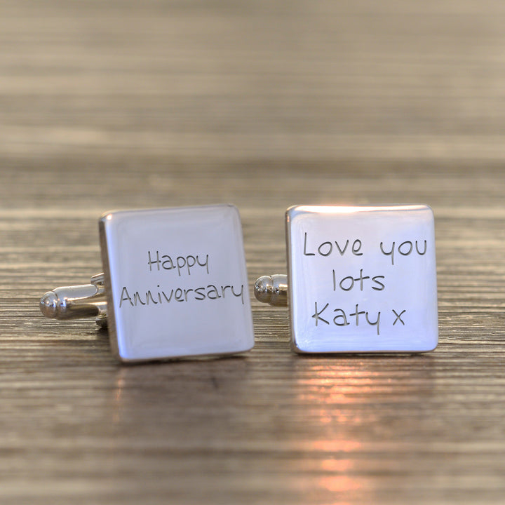 Personalised Happy Anniversary Square Cufflinks
