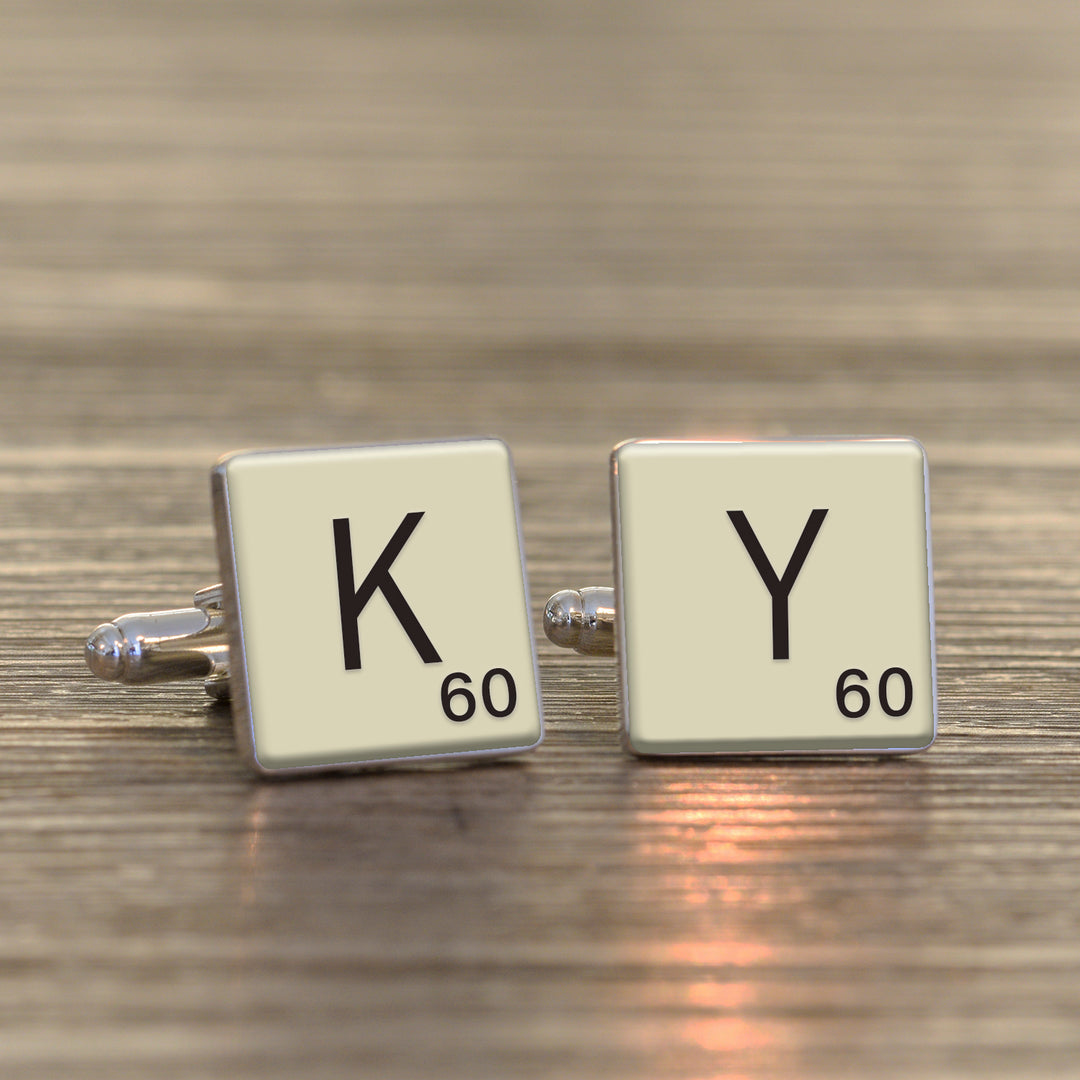 Personalised Vintage Letter Tile Cufflinks