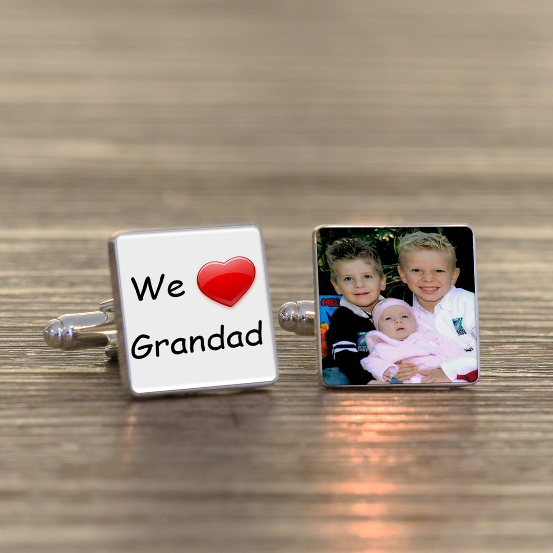 Personalised We Love Grandad Photo Upload Cufflinks
