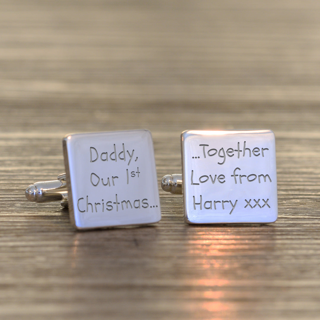 Personalised Daddy Our 1st Christmas Cufflinks