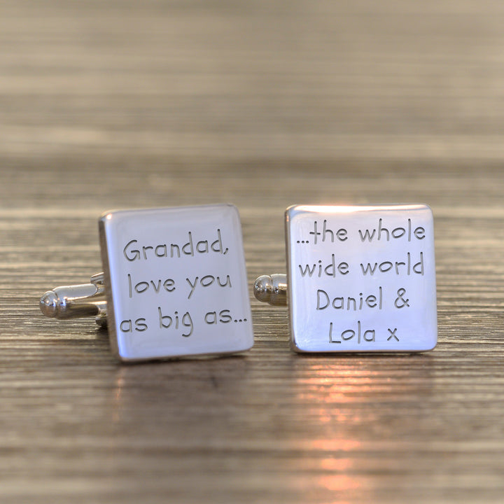 Personalised Grandad Whole Wide World Cufflinks