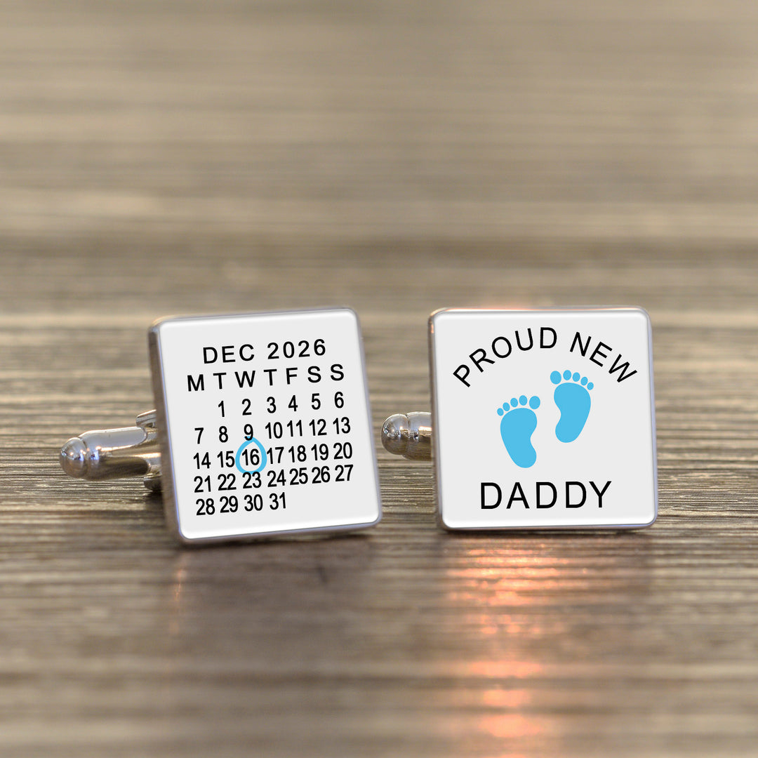 Personalised Proud New Daddy Calendar Cufflinks