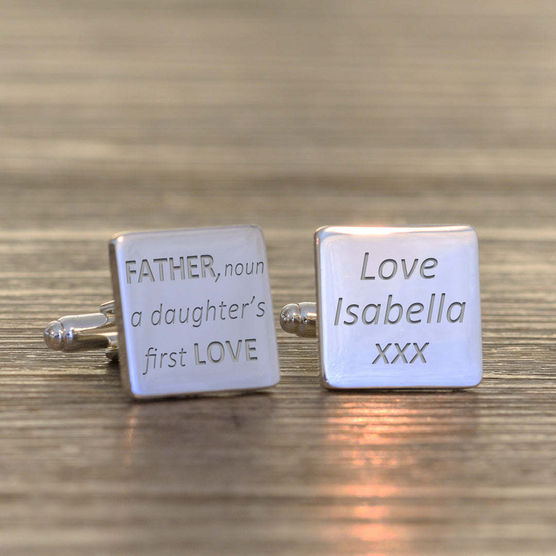 Personalised Definition of Dad Cufflinks in Silver Finish
