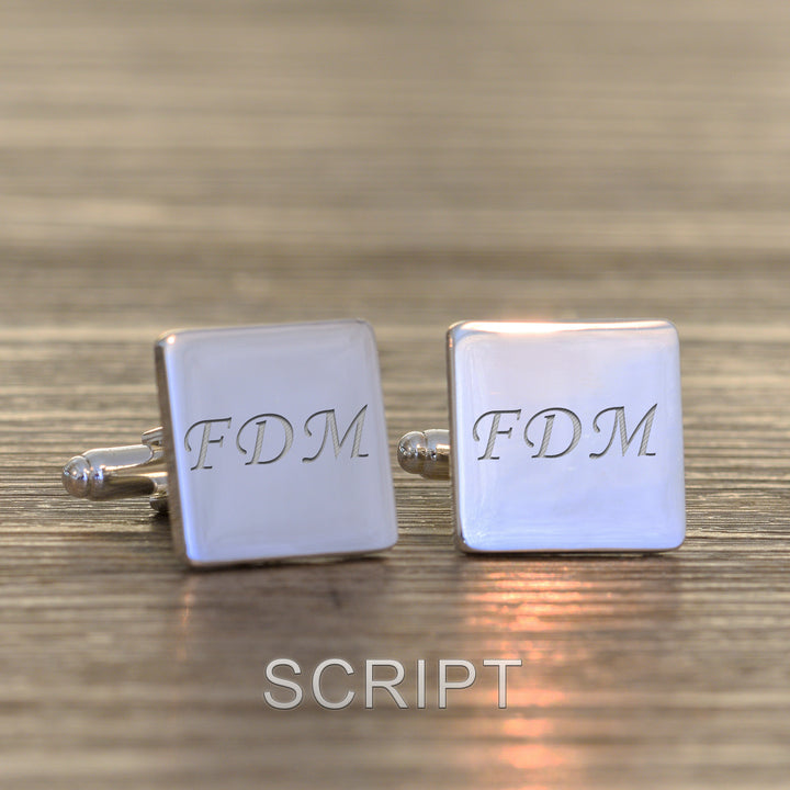 Personalised Initials Cufflinks in Silver Finish