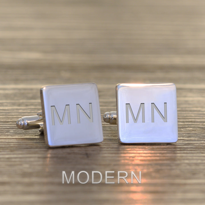 Personalised Initials Cufflinks in Silver Finish