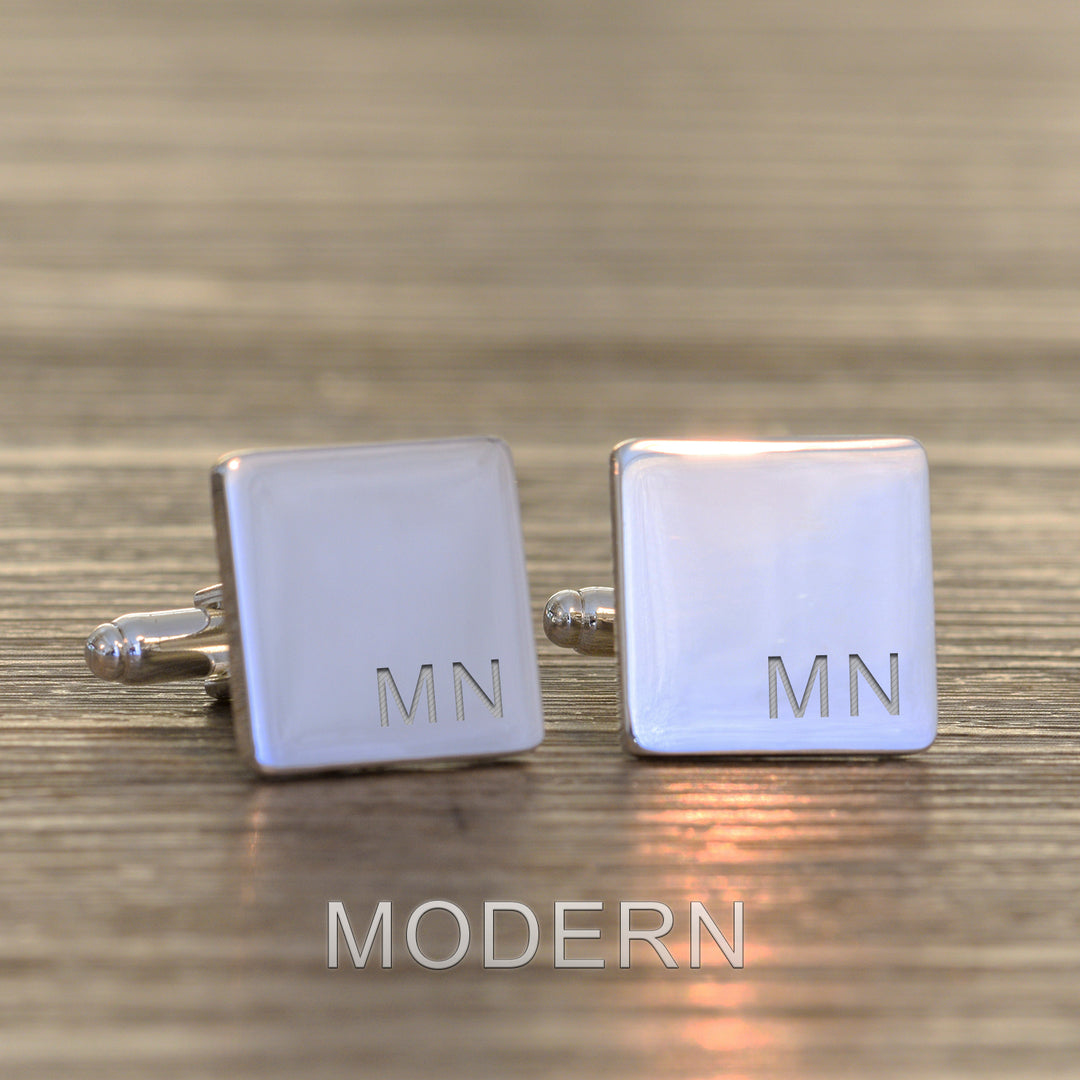 Personalised Initials Cufflinks - Silver Finish