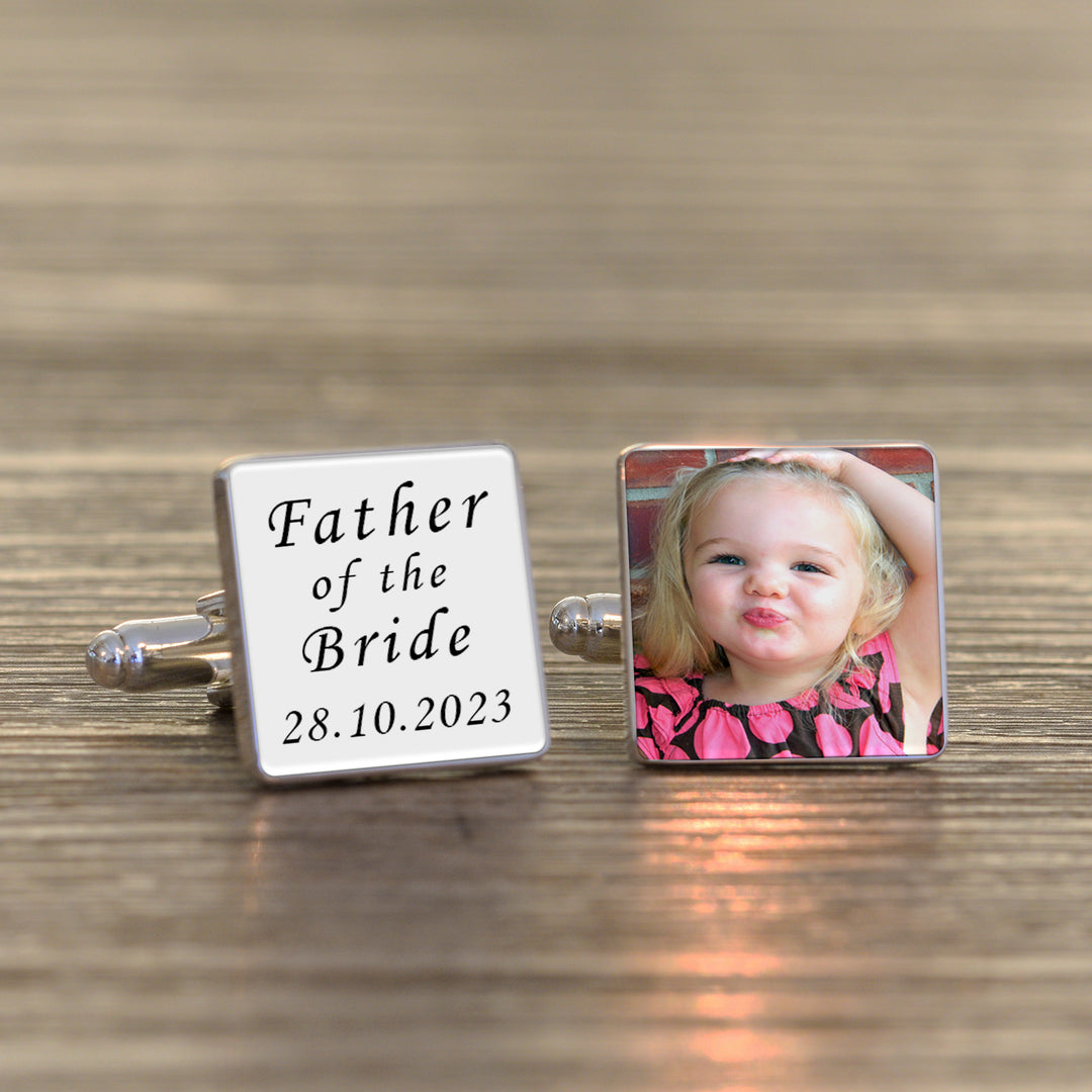 Personalised Father of the Bride Photo Upload Cufflinks