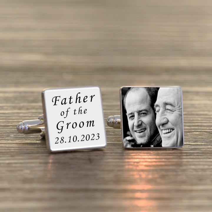 Personalised Father of the Groom Photo Upload Cufflinks