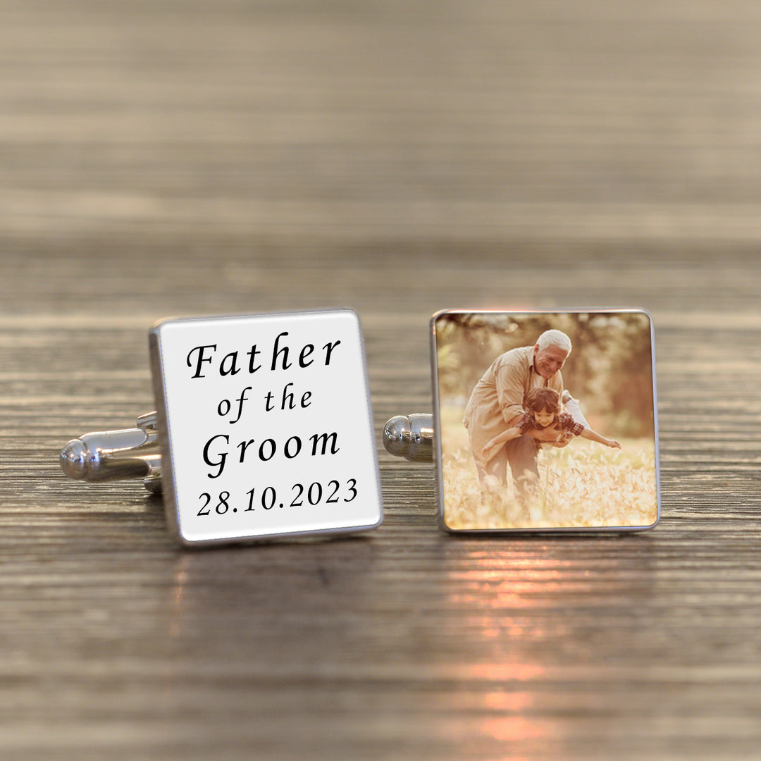 Personalised Father of the Groom Photo Upload Cufflinks