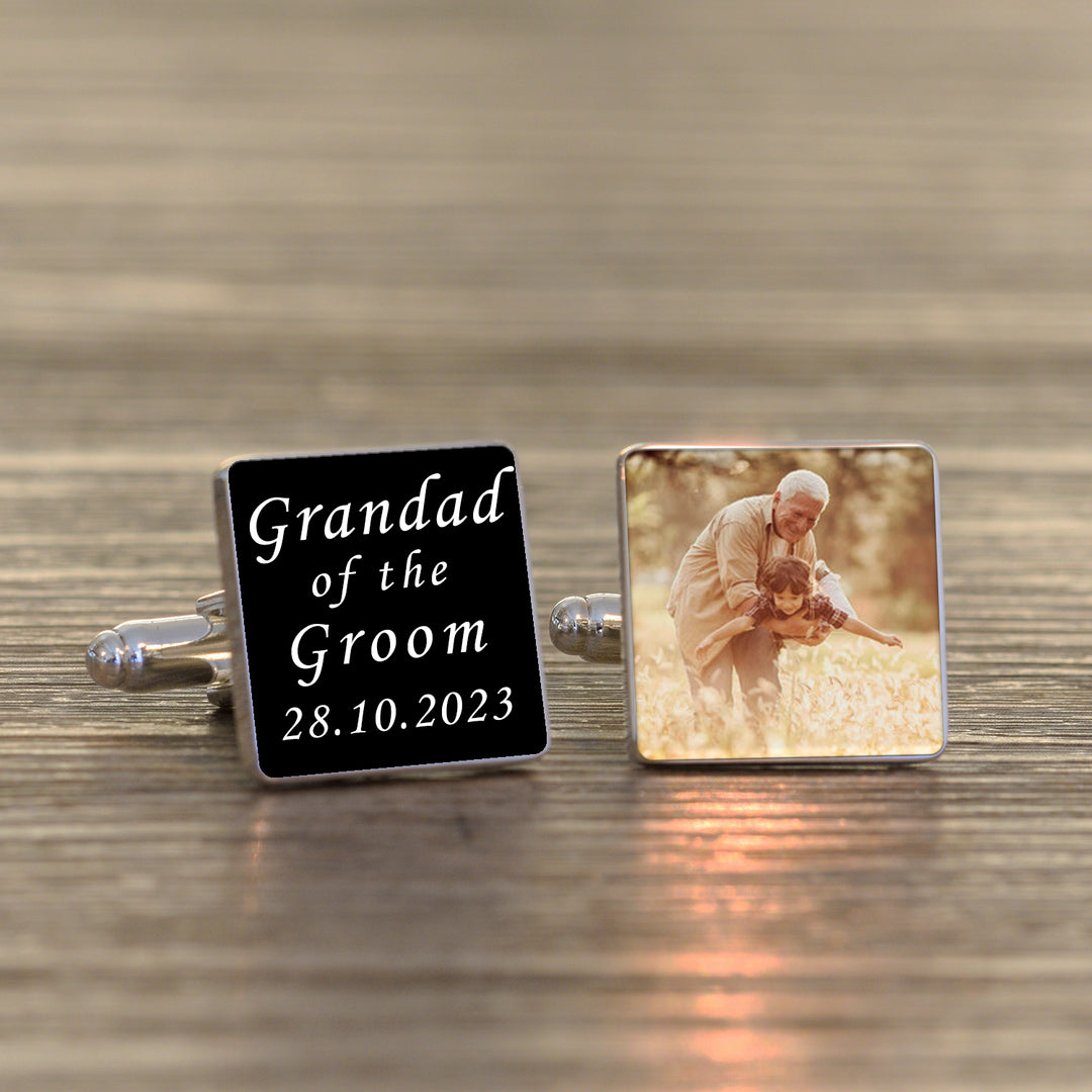Personalised Grandad of the Groom Photo Cufflinks