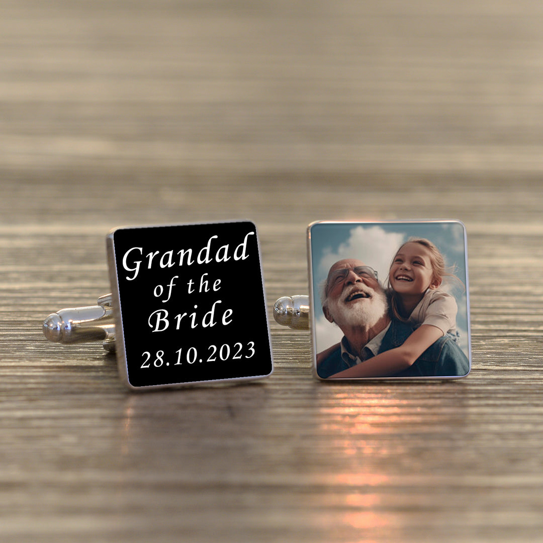 Personalised Grandad of the Bride Photo Cufflinks