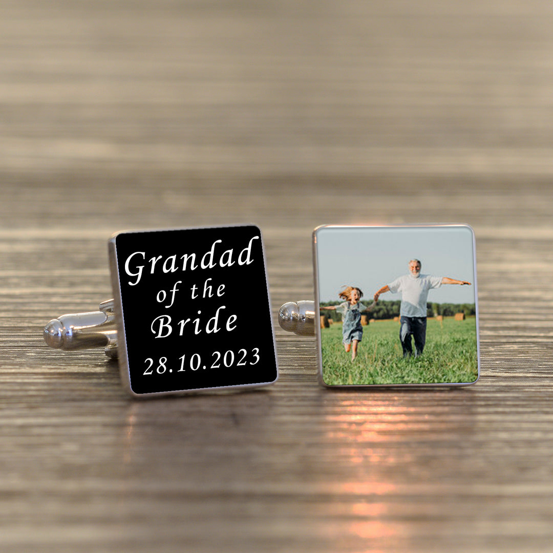 Personalised Grandad of the Bride Photo Cufflinks