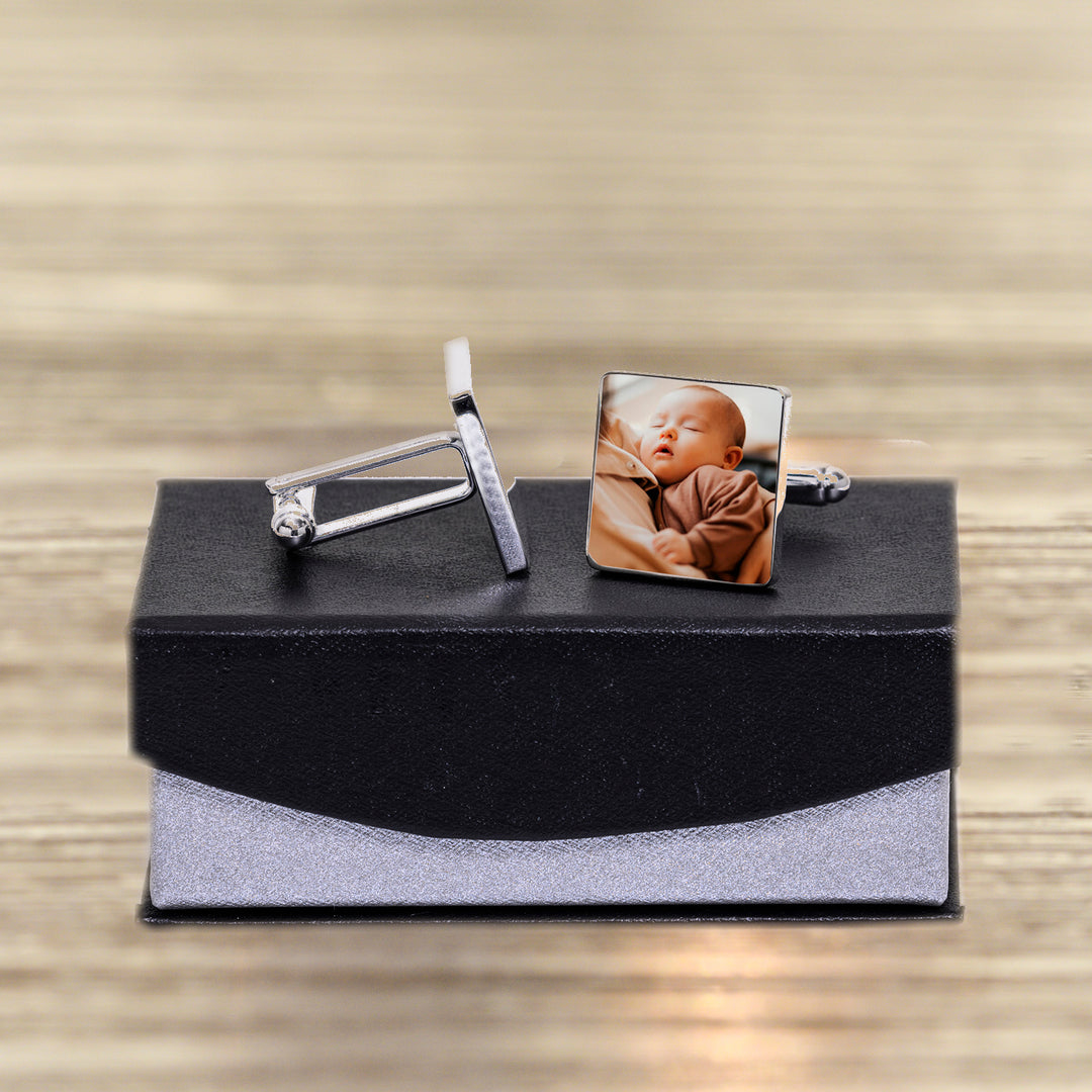 Personalised Daddy Moon &amp; Back Photo Upload Cufflinks
