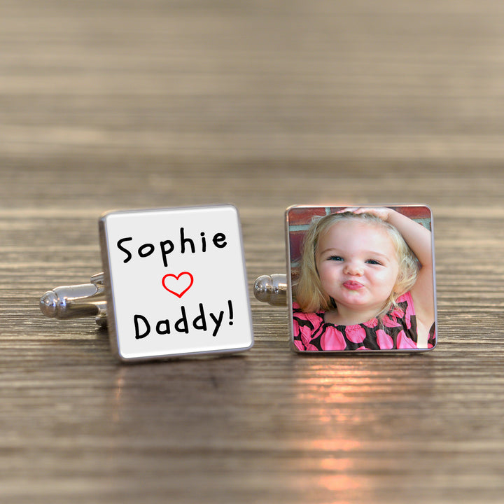 Personalised Loves Daddy Photo Upload Cufflinks