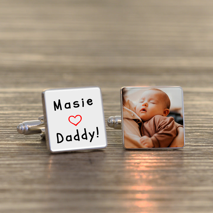 Personalised Loves Daddy Photo Upload Cufflinks
