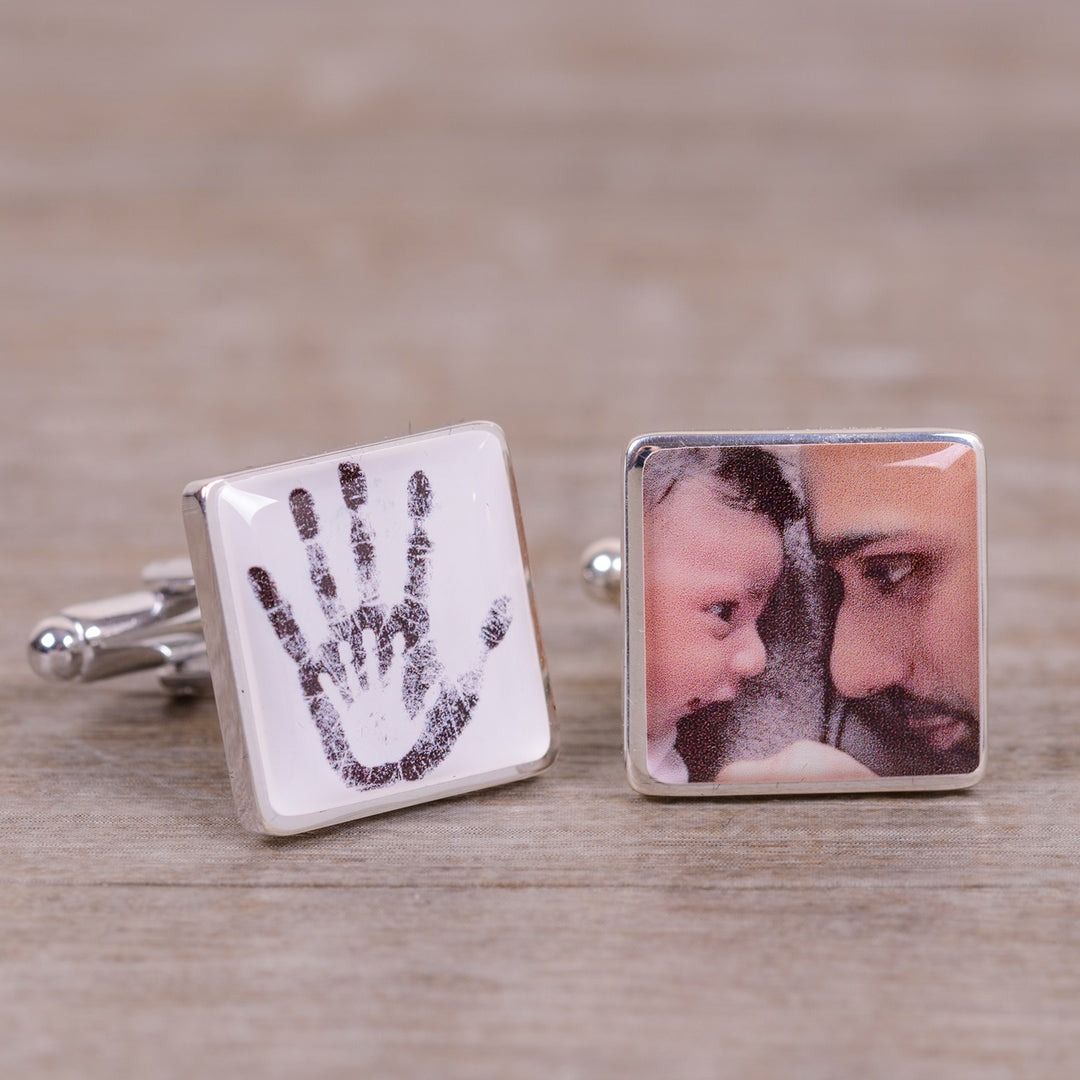 Personalised Two Hands Photo Upload Cufflinks