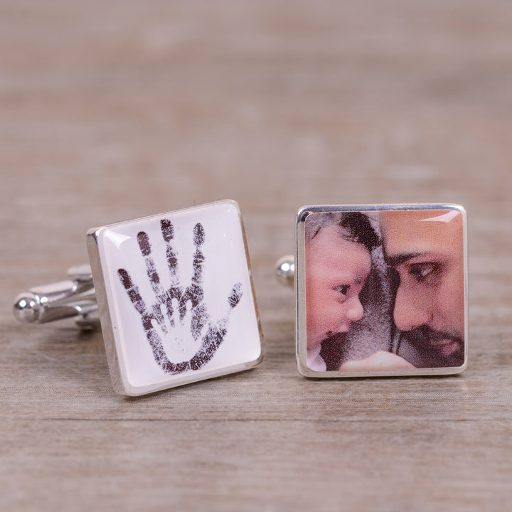 Personalised Two Hands Photo Upload Cufflinks