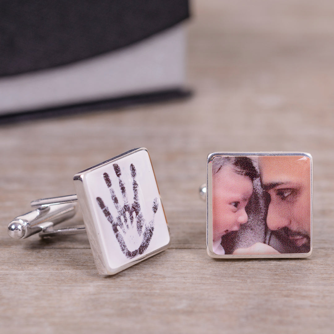 Personalised Two Hands Photo Upload Cufflinks