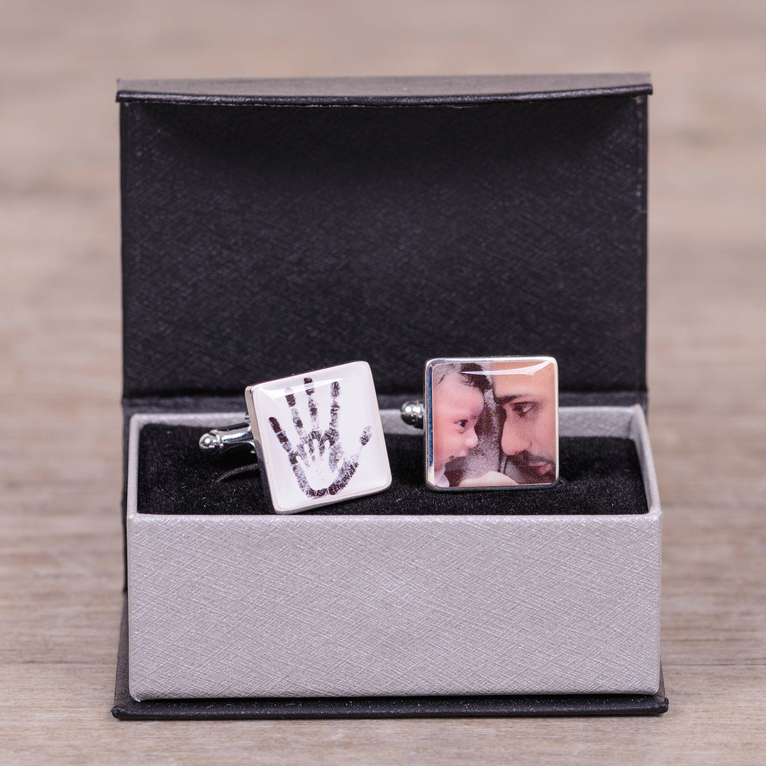 Personalised Two Hands Photo Upload Cufflinks