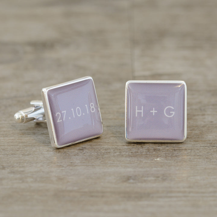 Personalised Initials &amp; Date Square Cufflinks