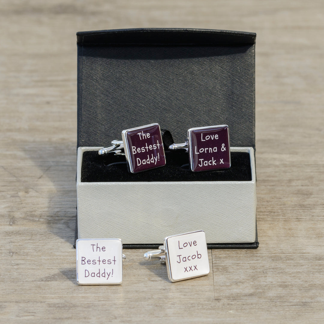 Personalised Bestest Daddy Square Cufflinks