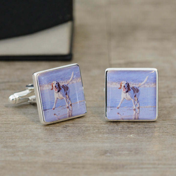 Personalised Dog Photo Upload Square Cufflinks