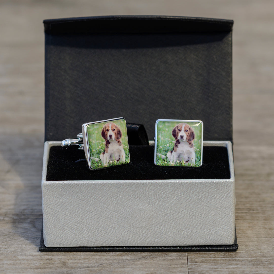 Personalised Dog Photo Upload Square Cufflinks