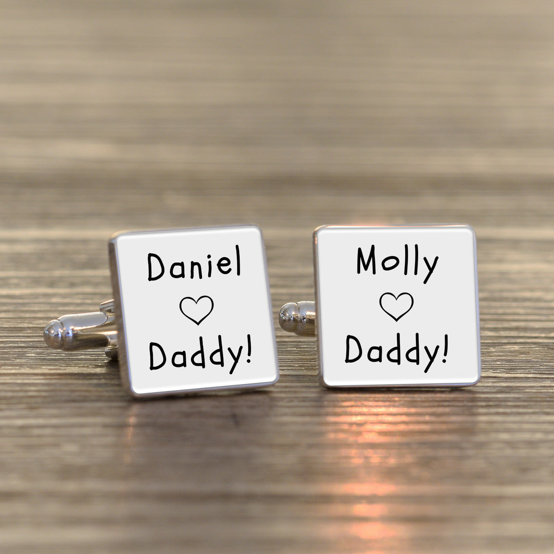 Personalised Loves Daddy Cufflinks (Silver Finish)