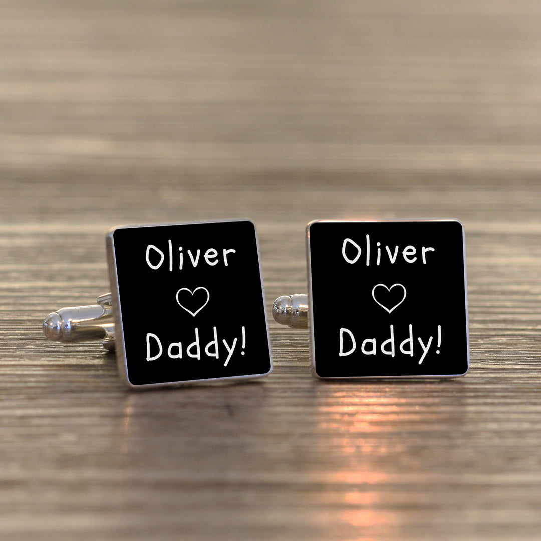 Personalised Loves Daddy Cufflinks (Silver Finish)