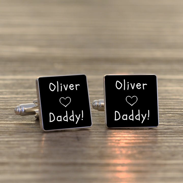 Personalised Loves Daddy Cufflinks (Silver Finish)