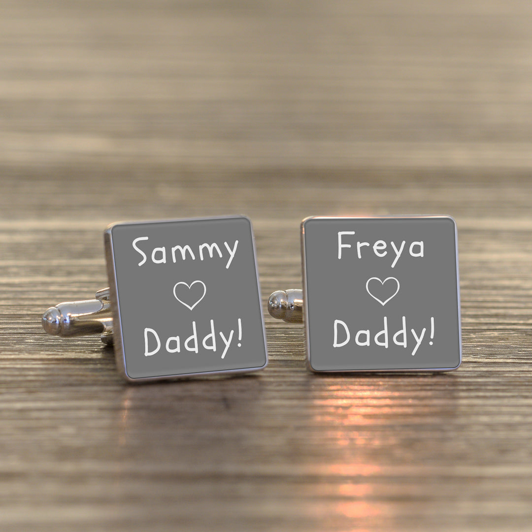 Personalised Loves Daddy Cufflinks (Silver Finish)