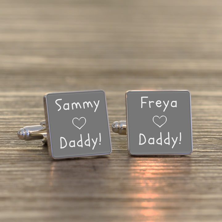 Personalised Loves Daddy Cufflinks (Silver Finish)