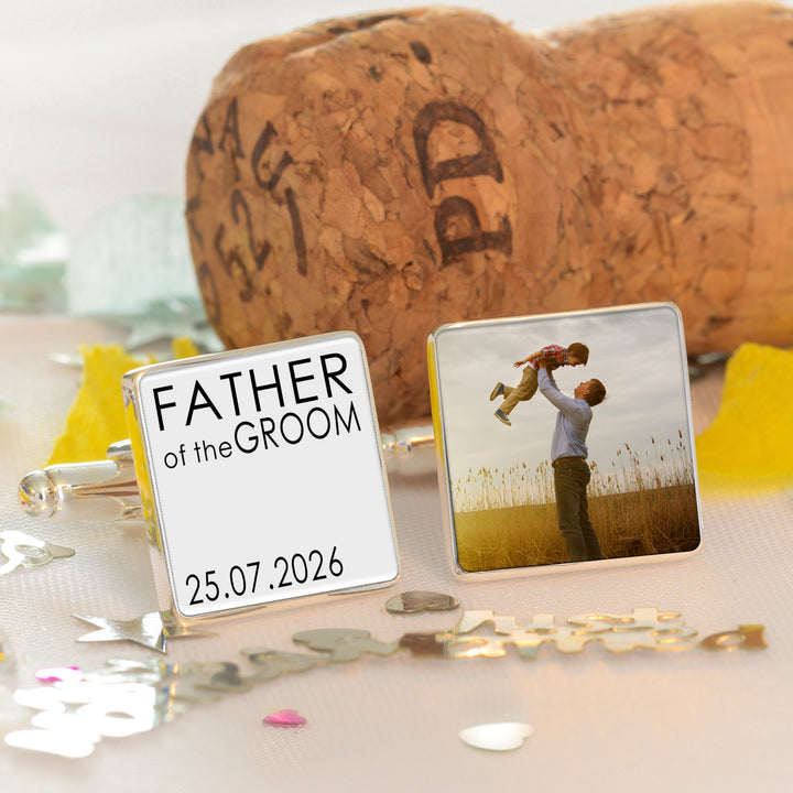 Personalised Father of the Bride or Groom Photo Cufflinks