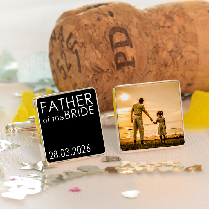 Personalised Father of the Bride or Groom Photo Cufflinks