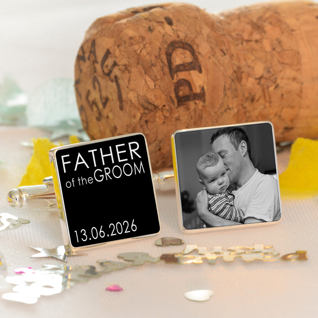 Personalised Father of the Bride or Groom Photo Cufflinks