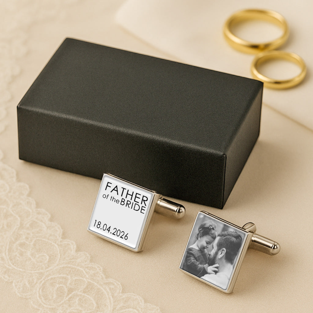 Personalised Father of the Bride or Groom Photo Cufflinks