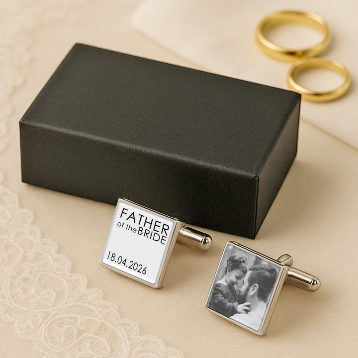 Personalised Father of the Bride or Groom Photo Cufflinks