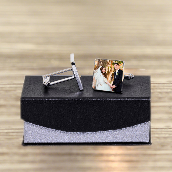 Personalised Mr &amp; Mrs Infinity Photo Upload Cufflinks