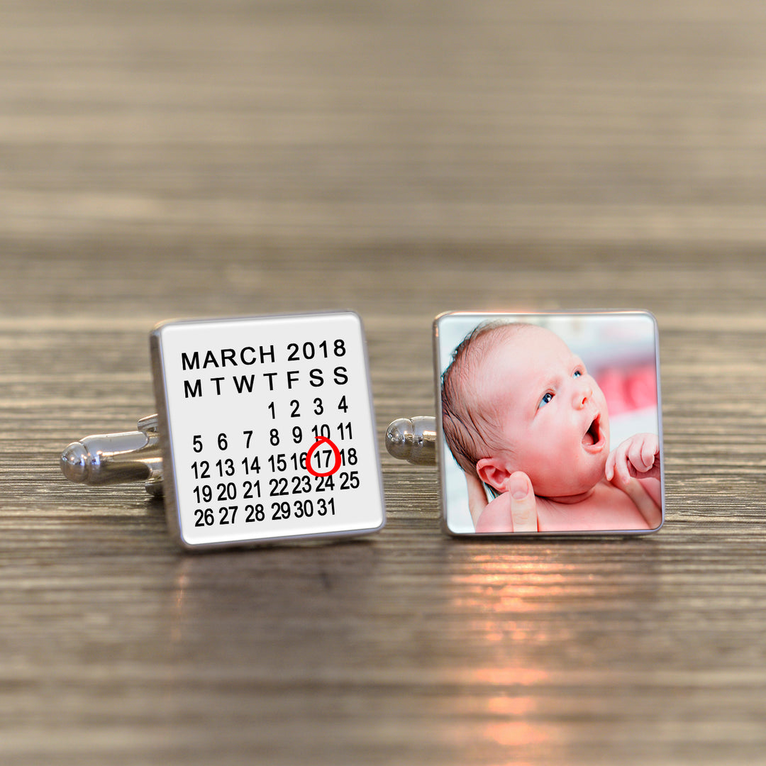 Personalised Photo Calendar Cufflinks with Date