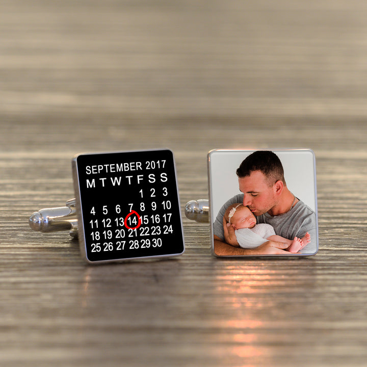 Personalised Photo Calendar Cufflinks with Date