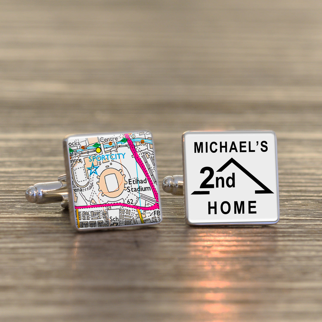 Personalised 2nd Home Football Ground Cufflinks