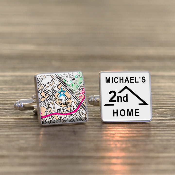 Personalised 2nd Home Football Ground Cufflinks