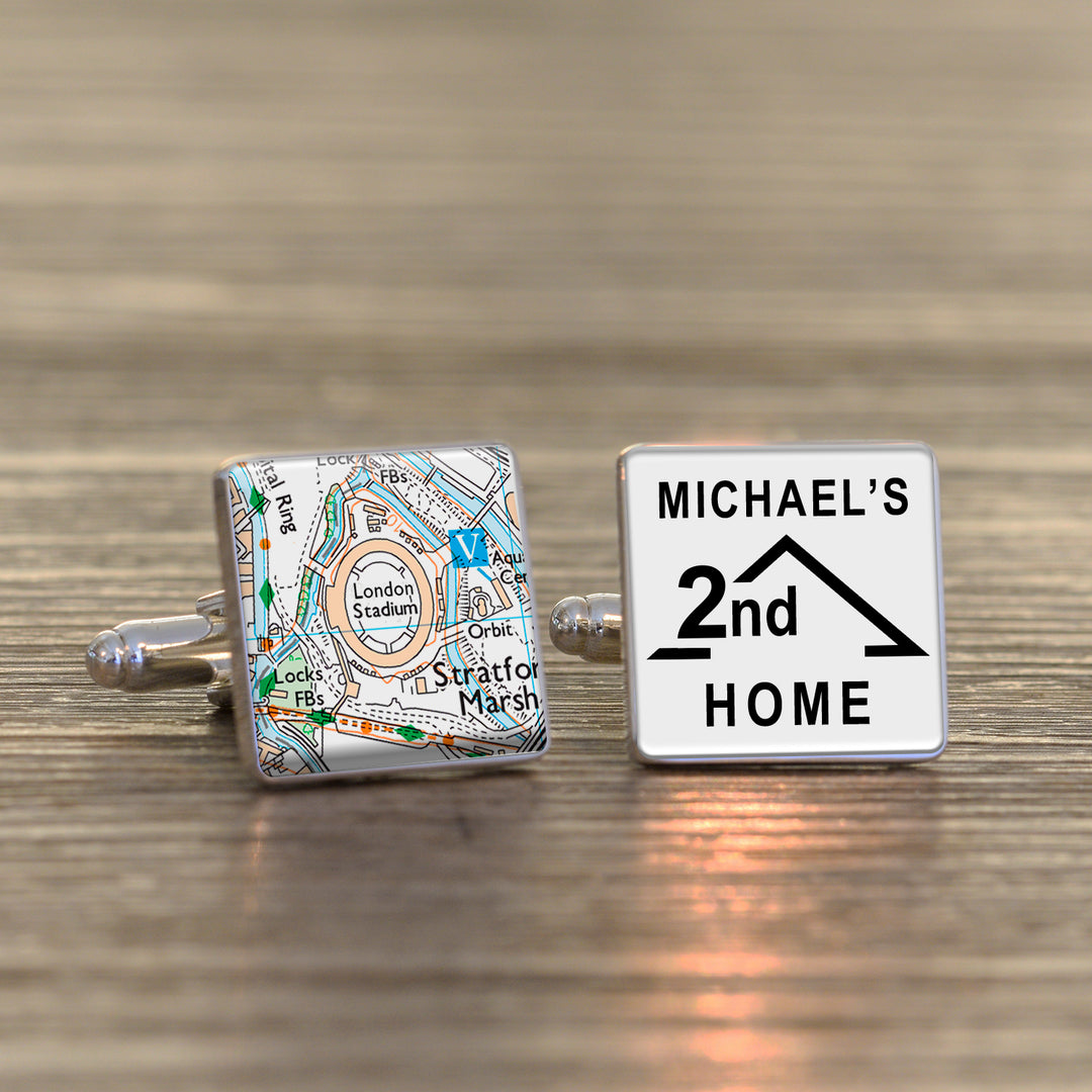 Personalised 2nd Home Football Ground Cufflinks