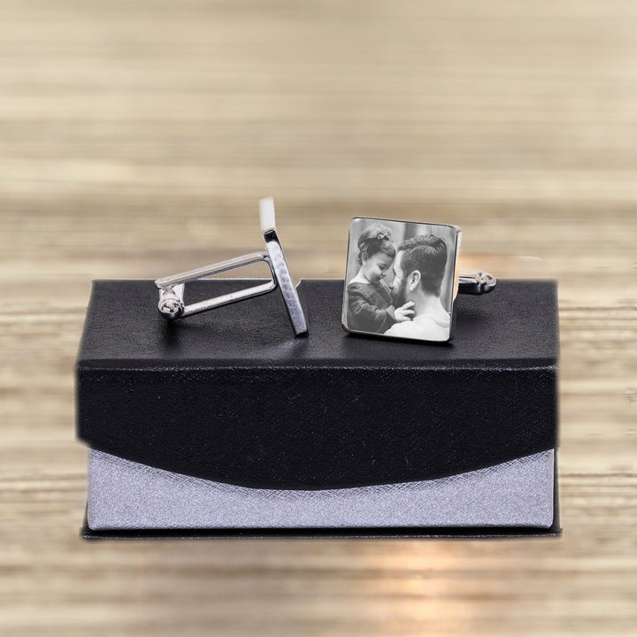 Personalised Set of 2 Father of the Bride &amp; Groom Photo Cufflinks