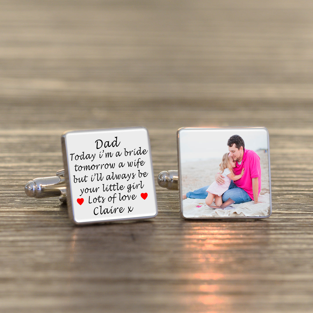 Personalised Dad Always Your Little Girl Photo Cufflinks