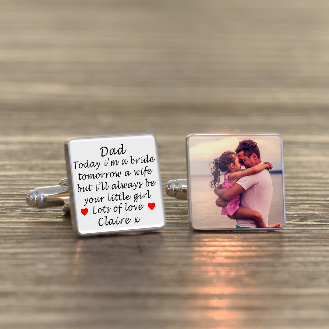 Personalised Dad Always Your Little Girl Photo Cufflinks