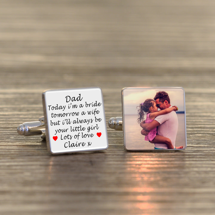 Personalised Dad Always Your Little Girl Photo Cufflinks