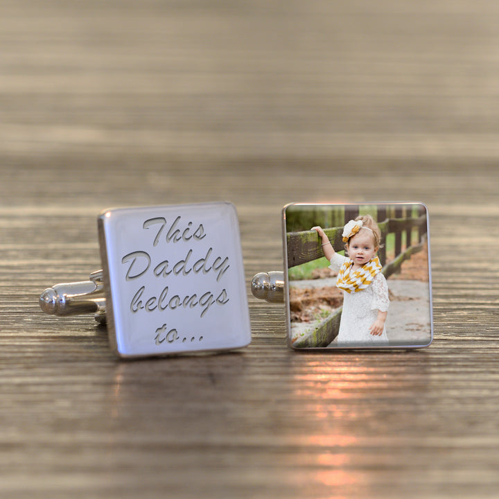 Personalised This Daddy Belongs To Photo Upload Cufflinks