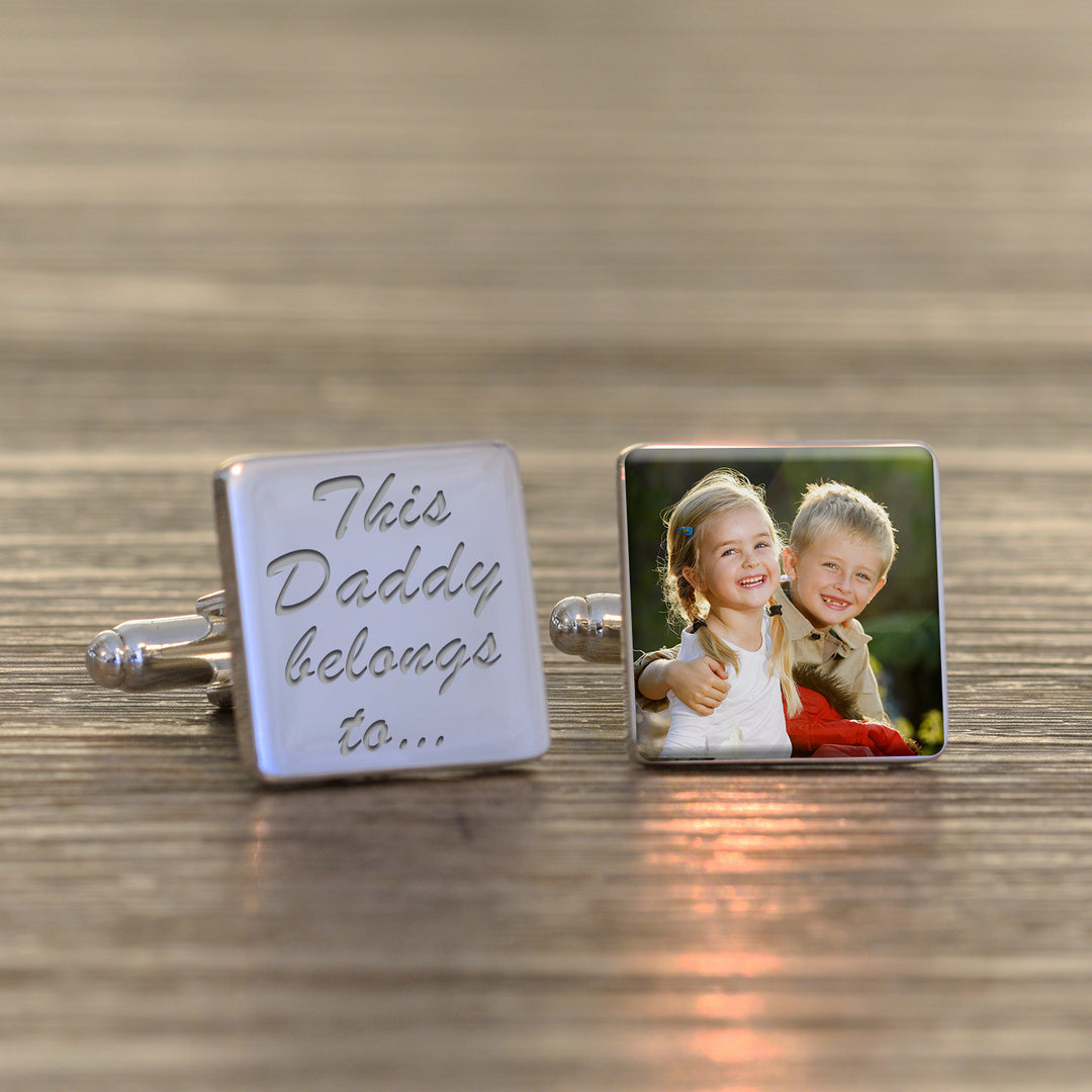 Personalised This Daddy Belongs To Photo Upload Cufflinks