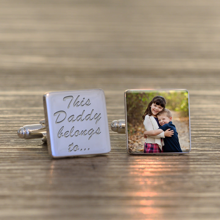 Personalised This Daddy Belongs To Photo Upload Cufflinks